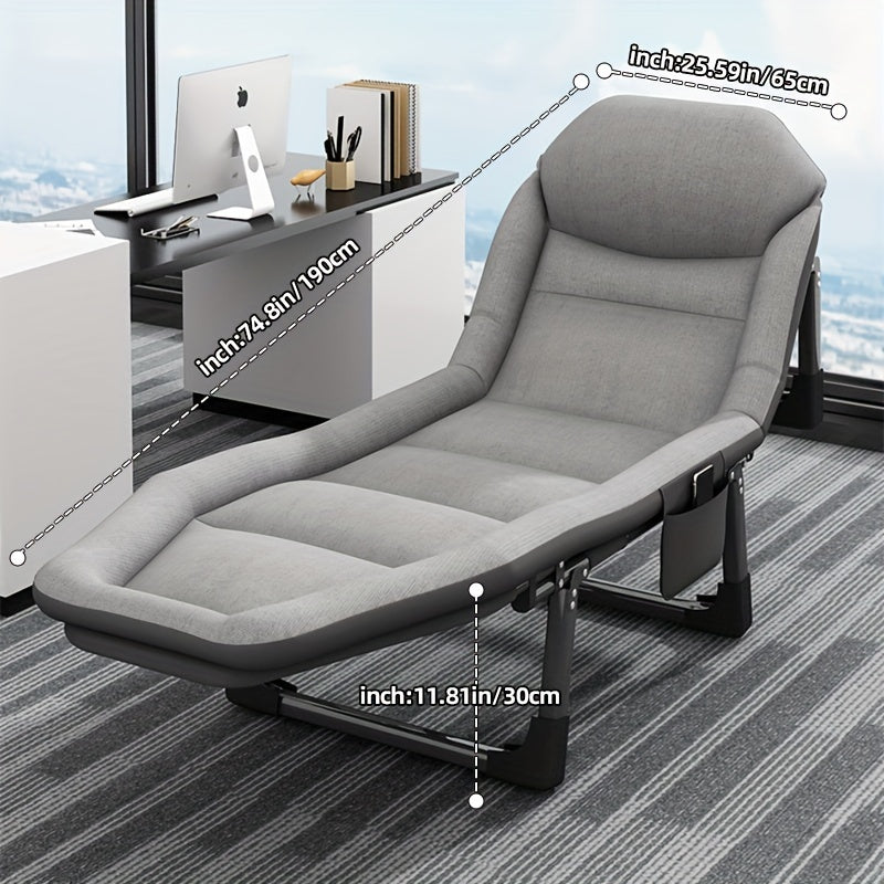 Outdoor Folding Bed With Side Pocket Office Nap Bed Single Person Nap Bed