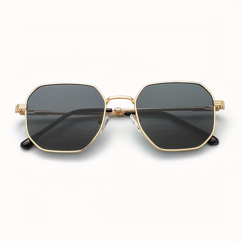 Metal Geometric Frame Sunglasses Vintage Hollow Temple UV400