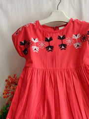 Girls Short Sleeve Cotton Dress Summer Princess Costume Embroidered Outfit