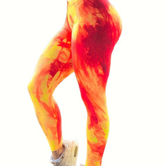 Flame Print High Waist Seamless Yoga Pants