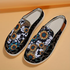 Women's Print Mules Sneakers Slip On Low Top Loafers