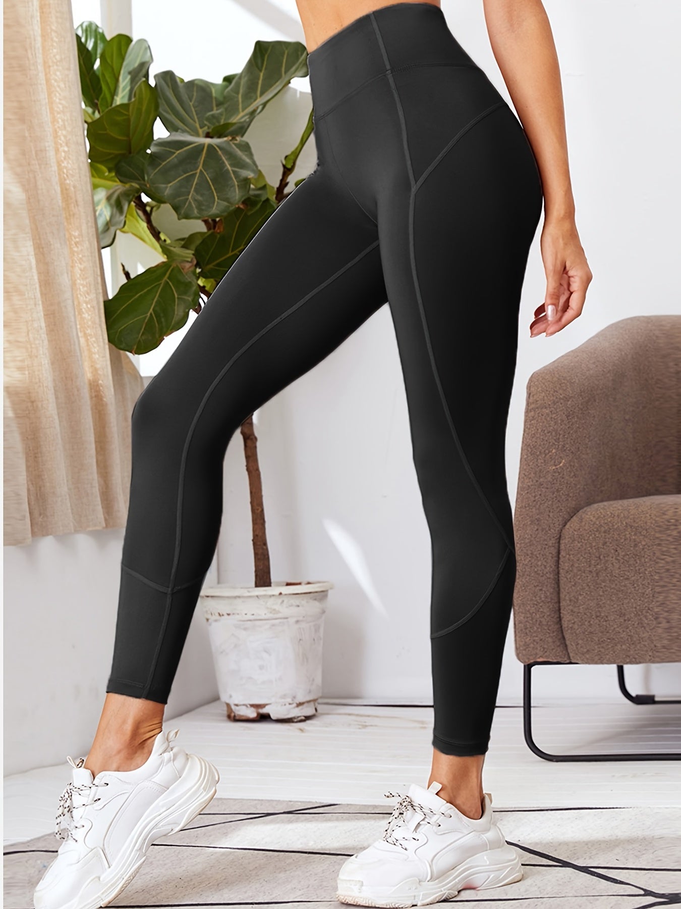 High Waist Yoga Pants Solid Running Workout Leggings