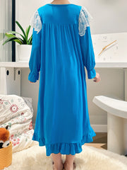 Girls Modal Nightdress Long Sleeve Round Neck Princess Dress