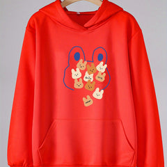 Girls Cartoon Rabbits Hooded Sweatshirt For Spring