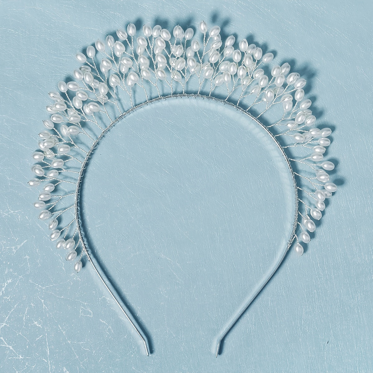 Faux Pearl Crown Hairband Party Decor Princess Tiara Wedding