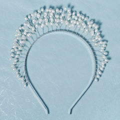 Faux Pearl Crown Hairband Party Decor Princess Tiara Wedding