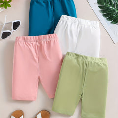 4pcs Girls Solid Elastic Waist Safety Shorts Leggings Under Skirt Dress