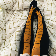 Funny Chicken Leg Crew Socks Novelty Cartoon Pattern Women Stockings