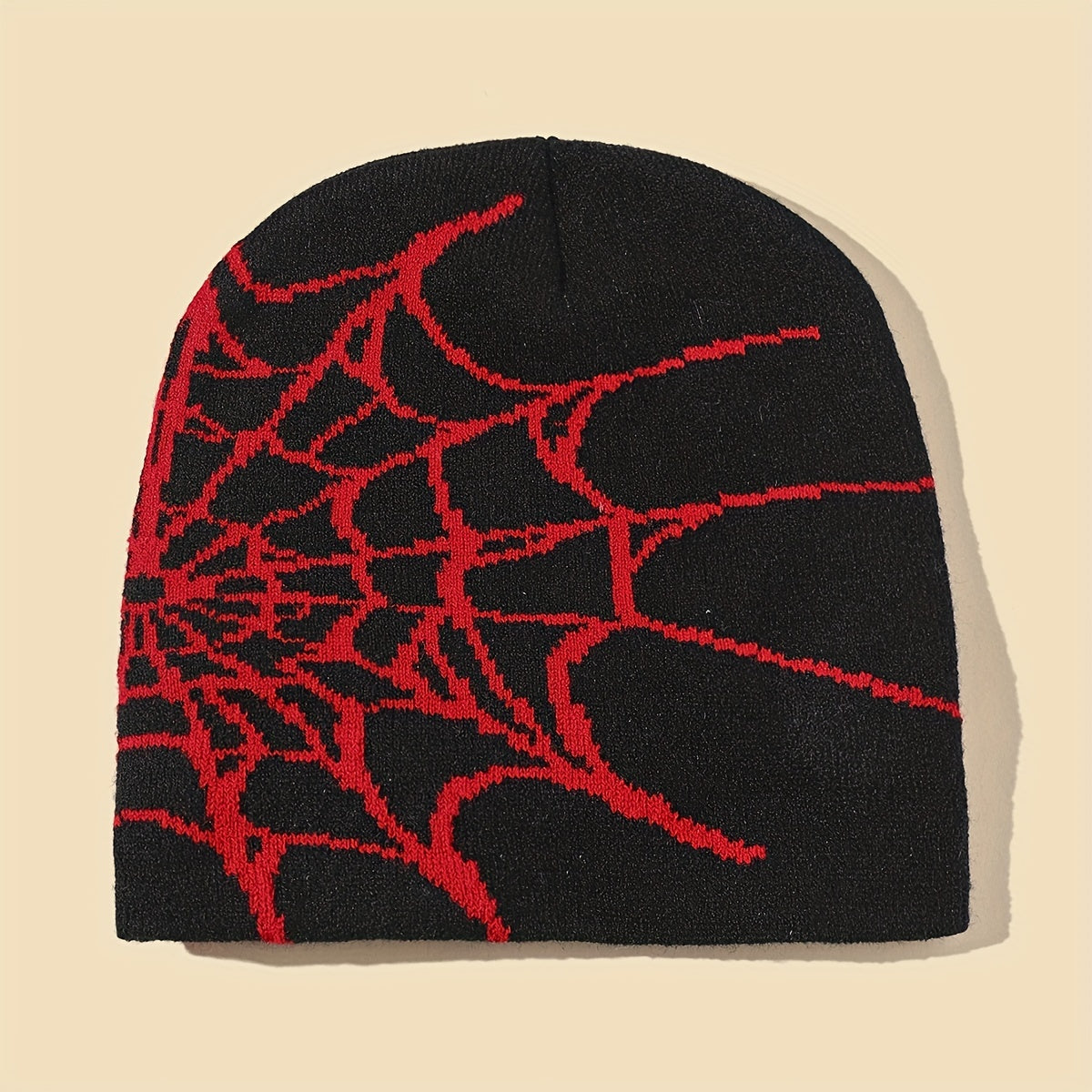 Spider Web Graphic Beanie Hat Hip Hop Skull Cap Unisex Y2K Winter Warm Knit Hat