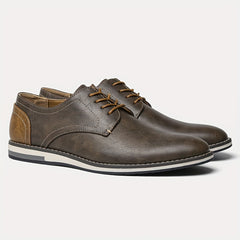 Men's PU Leather Derby Shoes Lace-up Front Formal Business Dress Shoes