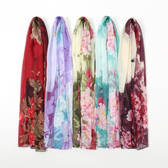 Thin Chiffon Printed Silk Scarf Chiffon Shawl Neckerchief Head Wrap