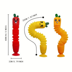 3pcs POP Tube Carrot Relax Toys Plastic Sensory Party Awards