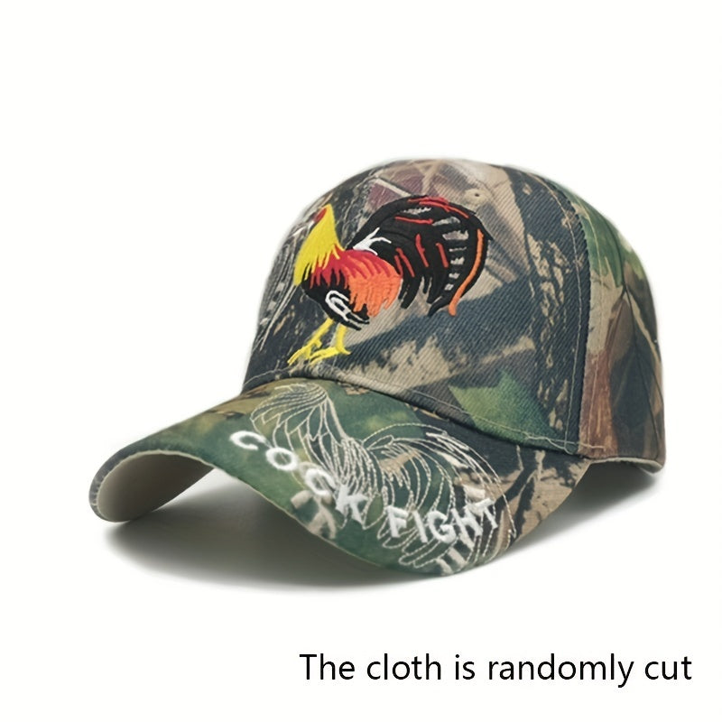 Men's Camouflage Baseball Cap with Rooster Embroidery