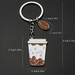 Fashionable Coffee Cup & Bean Alloy Key Chain