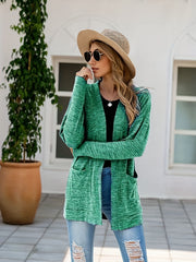 Solid Drop Shoulder Cardigan with Pockets for Women