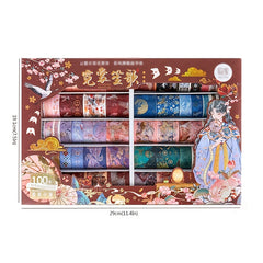 100 Volumes Washi Tape Chinese Girl Crane Theme DIY Handcraft Materials