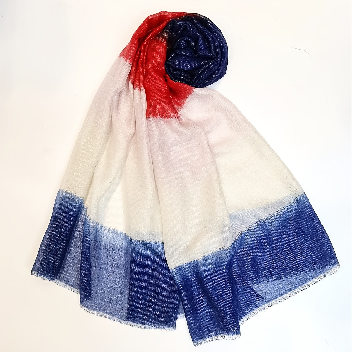 Gradient Silver Wire Scarf Frayed Edge Windproof Sunscreen Beach Towel