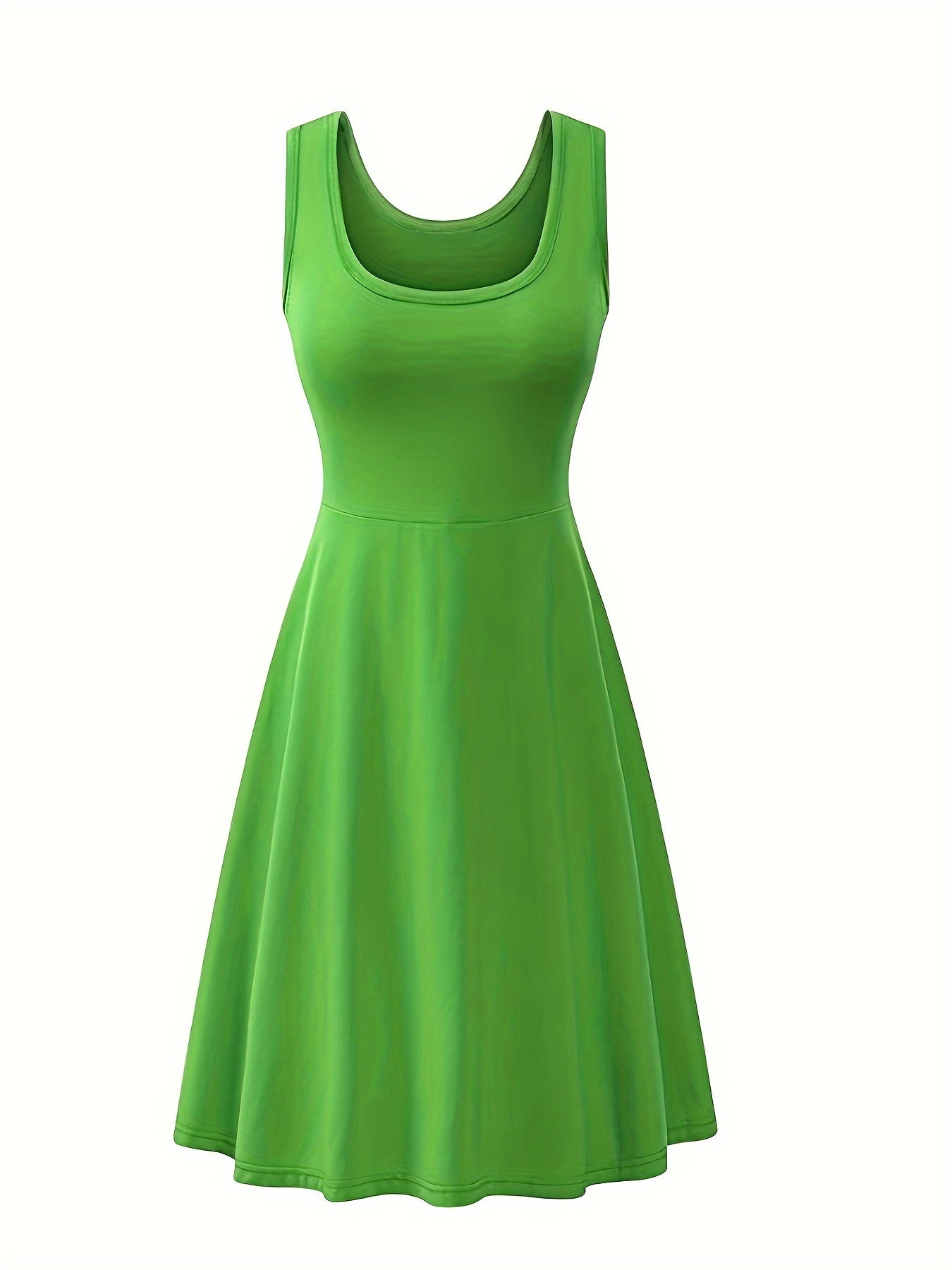 Basic Tank Dress Women's Plus Round Neck Solid Tank Dress