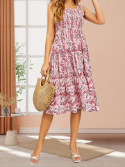 Floral Print Shirred Tank Dress for Spring & Summer