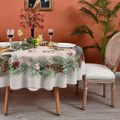 Polyester Tablecloth Merry Christmas Table Cover Christmas Tree Elk Pattern