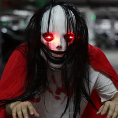 Halloween Ghost Mask Eyes Glow Scary Bloody Demon Head Cover