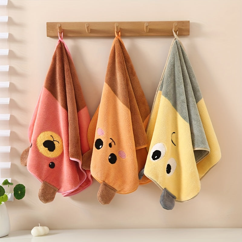 Cartoon Pattern Hand Towel Coral Velvet Soft Absorbent Towel
