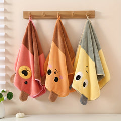 Cartoon Pattern Hand Towel Coral Velvet Soft Absorbent Towel