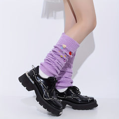 Buttons Decor Leg Warmers Knitted Socks Women's Stockings