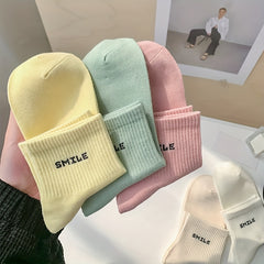 6 Pairs Letter Print Crew Socks for Women