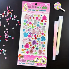 4pcs DIY Rhinestone Cartoon Gem Sticker Round Heart Flower Shaped Sticker