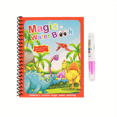 4pcs Reusable Watercolor Book Set with Pens Animal and Marine Life Themes