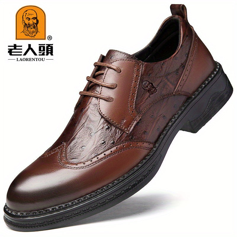 LAORENTOU Men's Brogue Leather Derby Shoes