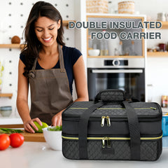 Insulated Lunch Box Double Layer Waterproof Non Leak Fiber Material