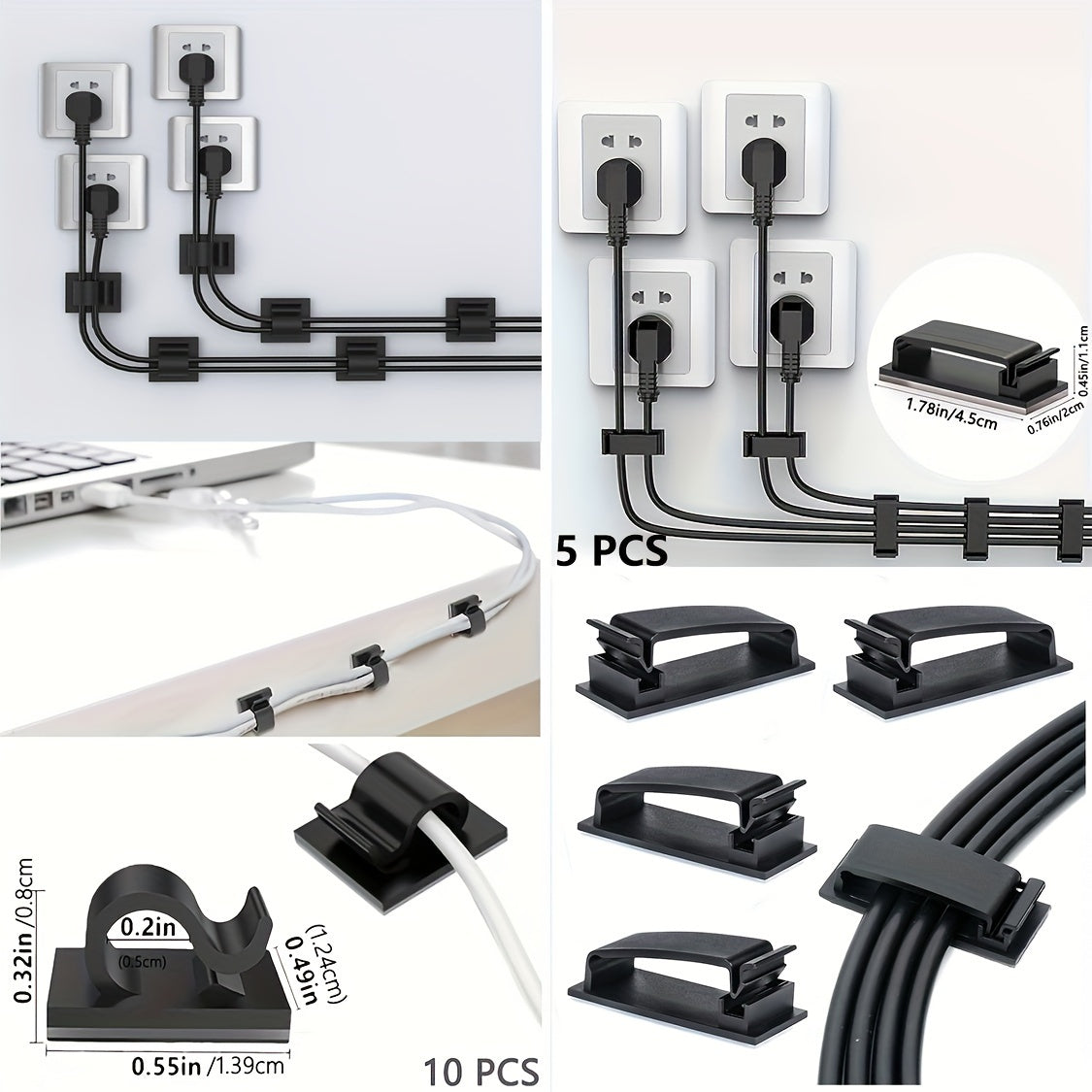 153pcs Cable Management Kit 2 Cable Sleeves 20 Cable Clips 20 Zip Tie Mounts