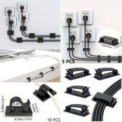 153pcs Cable Management Kit 2 Cable Sleeves 20 Cable Clips 20 Zip Tie Mounts