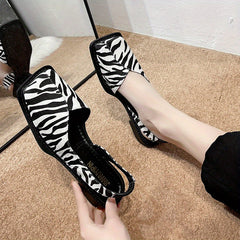 Square Toe Slingback Flat Sandals Elastic Strap Casual Shoes
