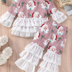 Kids Santa Gnomes Print Top & Pant Set