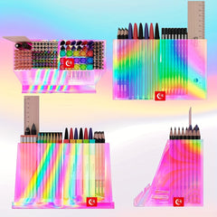 Acrylic Desk Storage Box & Pen Holder - Rainbow Desk Storage Rack Tablet Stand