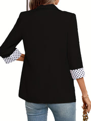 Polka Dot Print Roll Up Sleeve Blazer For Office
