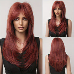 8 Cm Synthetic Dark Brown Straight Hair Wig for Women