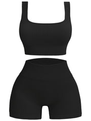 Threaded Yoga Set High Impact Sports Bra and Shorts