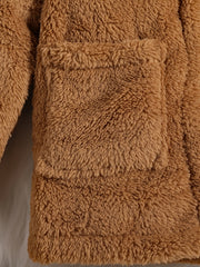Kids Fleece Hoodie Jacket Open Front Warm Coat