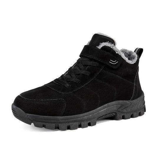 Boy's Solid Snow Boots Warm Fleece Cozy Non slip Ankle Boots Plush Comfy