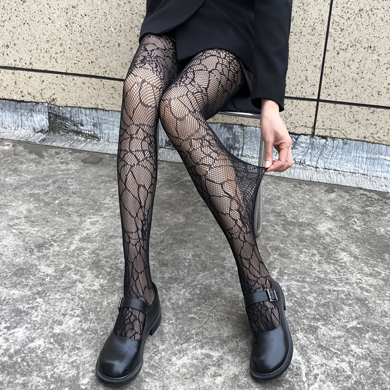 Spider Web Pattern Fishnet Tights High Waist Mesh Pantyhose