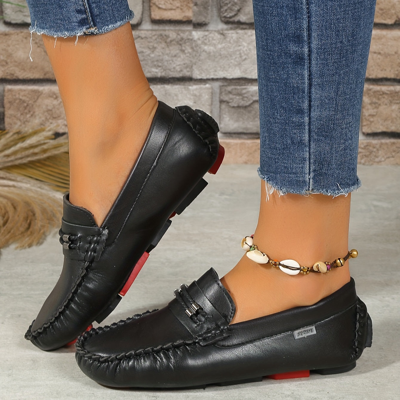 Women's Solid Flat Loafers Slip On Low Round Toe Soft Sole Lightweight Shoes