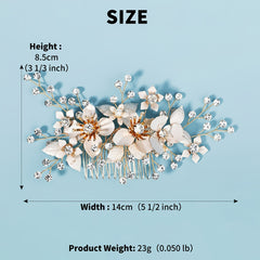 Rose Flower Bride Wedding Hair Comb Faux Pearl Bridal Hair Clip