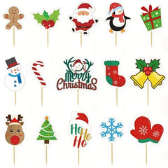15pcs Christmas Cake Paper Decoration Inserts Party Set
