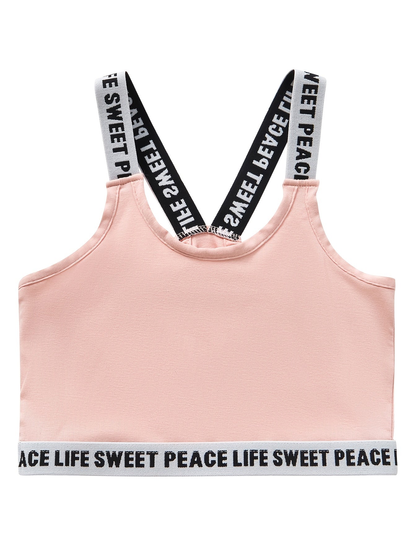 Girls Training Bra Stretchy Alphabets Sports Bralette Sleeveless Crops