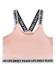 Girls Training Bra Stretchy Alphabets Sports Bralette Sleeveless Crops