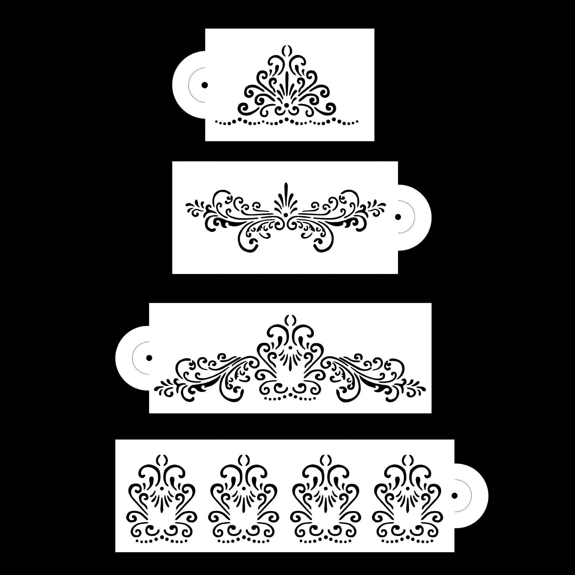 4pcs Cake Decorating Stencils & Templates - Easy Floral Design